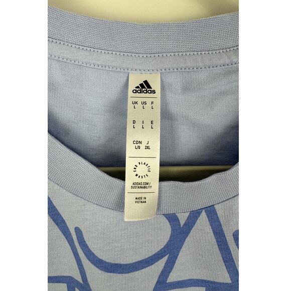 Adidas Script Tee Blue Dawn Mens Large New T Shirt Short Sleeve - Picture 2 of 6